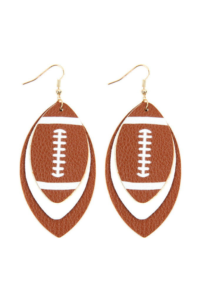 FOOTBALL SPORTS LAYERED LEATHER EARRINGS