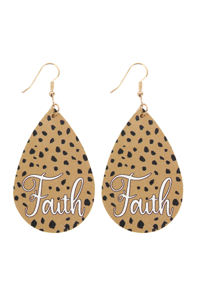 HDE2868 - "FAITH" ANIMAL PRINT LEATHER FISH HOOK EARRINGS