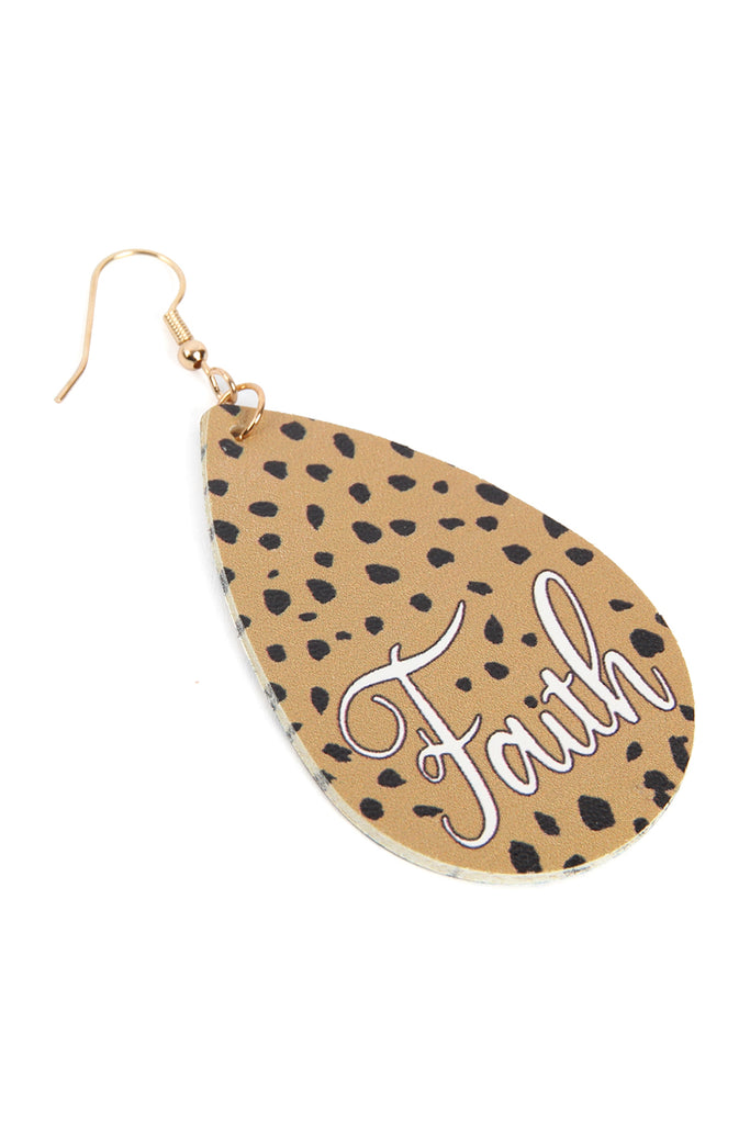 HDE2868 - "FAITH" ANIMAL PRINT LEATHER FISH HOOK EARRINGS