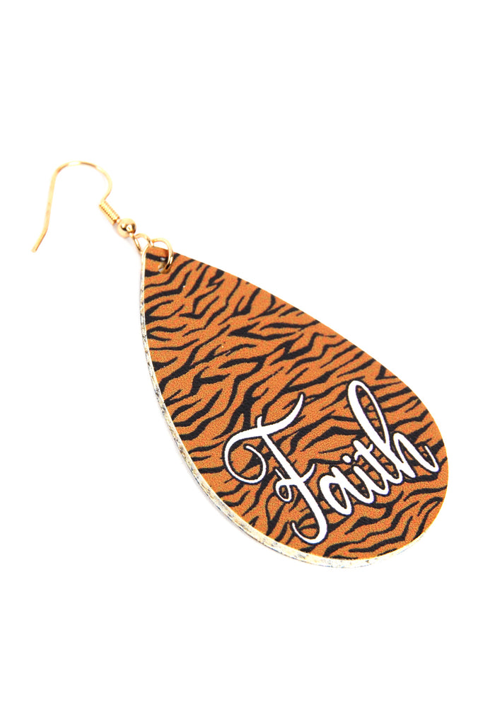 HDE2868 - "FAITH" ANIMAL PRINT LEATHER FISH HOOK EARRINGS