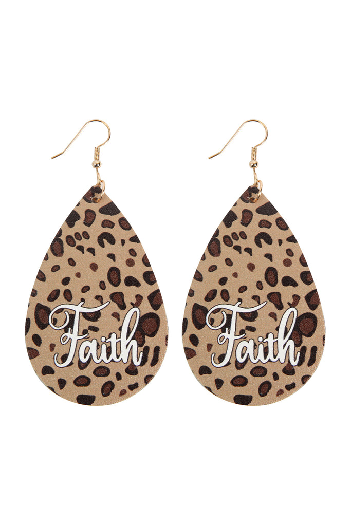 HDE2868 - "FAITH" ANIMAL PRINT LEATHER FISH HOOK EARRINGS