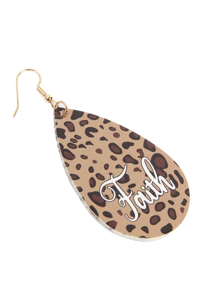 HDE2868 - "FAITH" ANIMAL PRINT LEATHER FISH HOOK EARRINGS