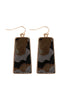 CAMOUFLAGE GRAY LEATHER PRINTED BAR DANGLING FISH HOOK EARRINGS