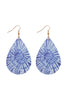 MULTICOLOR ABSTRACT DESIGN LEATHER TEARDROP HOOK EARRINGS