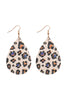 MULTICOLOR ABSTRACT DESIGN LEATHER TEARDROP HOOK EARRINGS