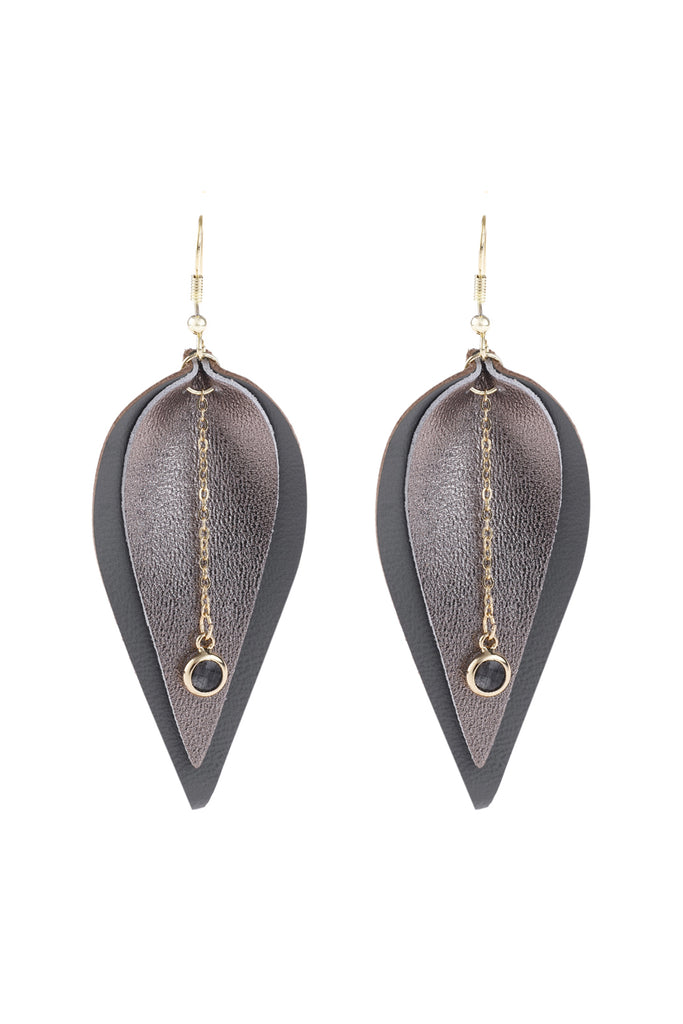 MARQUISE LEATHER EARRINGS