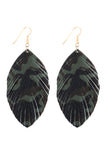 FRINGED CAMOUFLAGE LEATHER DROP EARRINGS