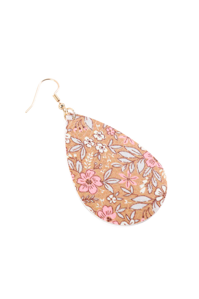 HDE3219 - FLORAL PRINTED PEAR-SHAPED EARRINGS