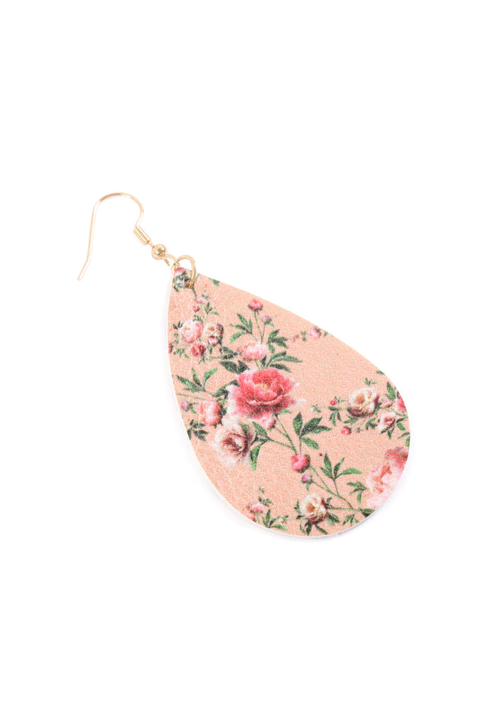 HDE3219 - FLORAL PRINTED PEAR-SHAPED EARRINGS