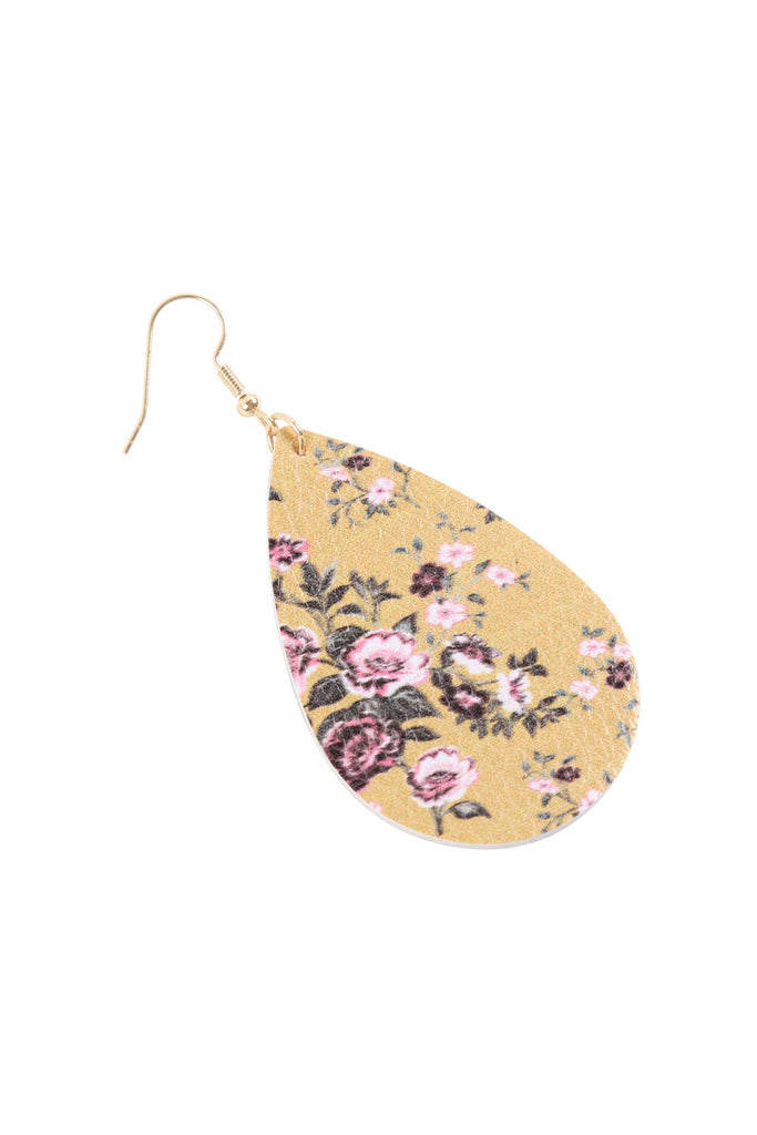 HDE3219 - FLORAL PRINTED PEAR-SHAPED EARRINGS