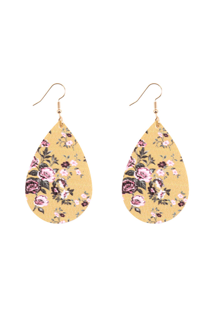 HDE3219 - FLORAL PRINTED PEAR-SHAPED EARRINGS