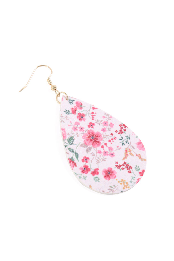 HDE3219 - FLORAL PRINTED PEAR-SHAPED EARRINGS