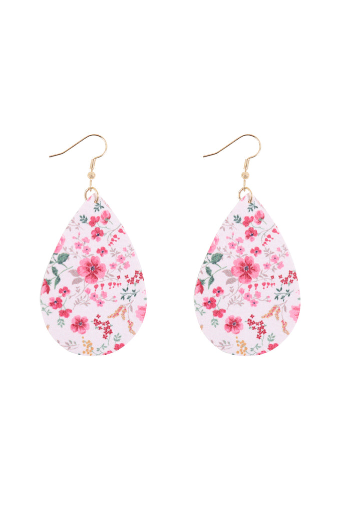 HDE3219 - FLORAL PRINTED PEAR-SHAPED EARRINGS