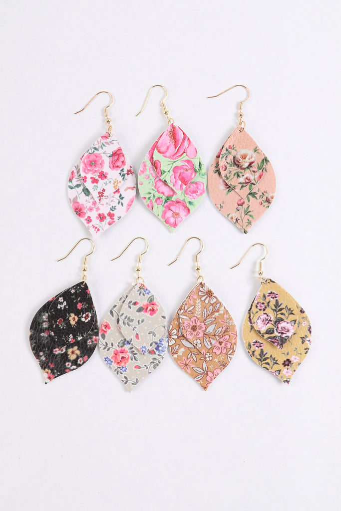 HDE3220 - TWO FLORAL MARQUISE DROP EARRINGS