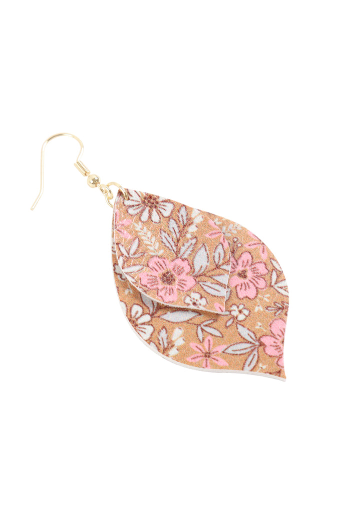 HDE3220 - TWO FLORAL MARQUISE DROP EARRINGS