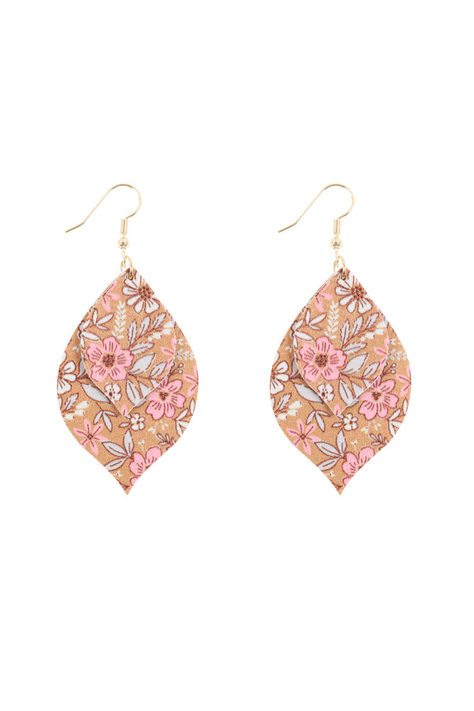 HDE3220 - TWO FLORAL MARQUISE DROP EARRINGS