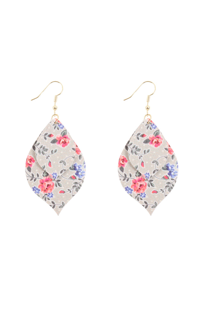 HDE3220 - TWO FLORAL MARQUISE DROP EARRINGS