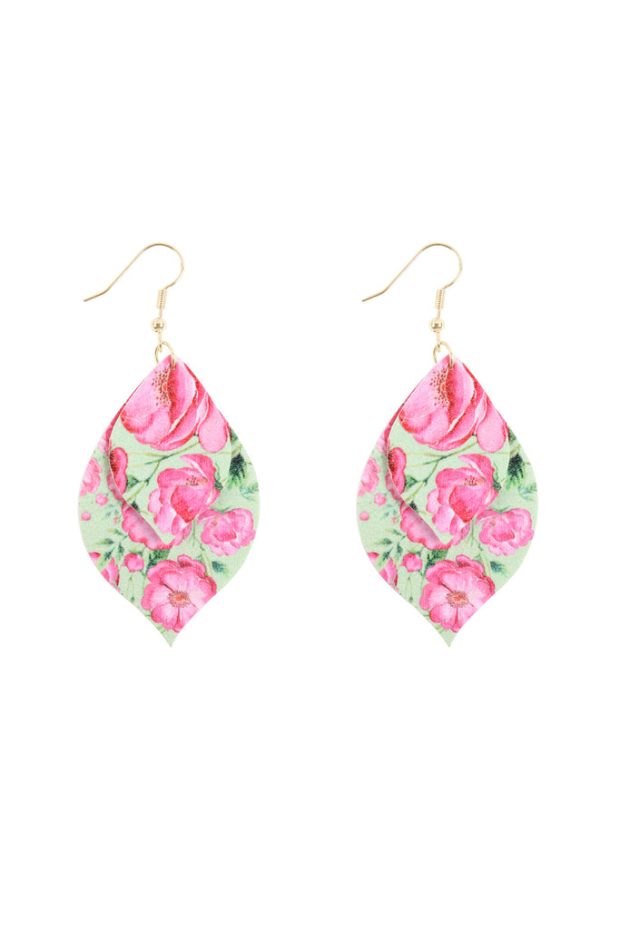 HDE3220 - TWO FLORAL MARQUISE DROP EARRINGS