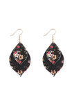 FLORAL LEATHER MARQUISE DROP EARRINGS