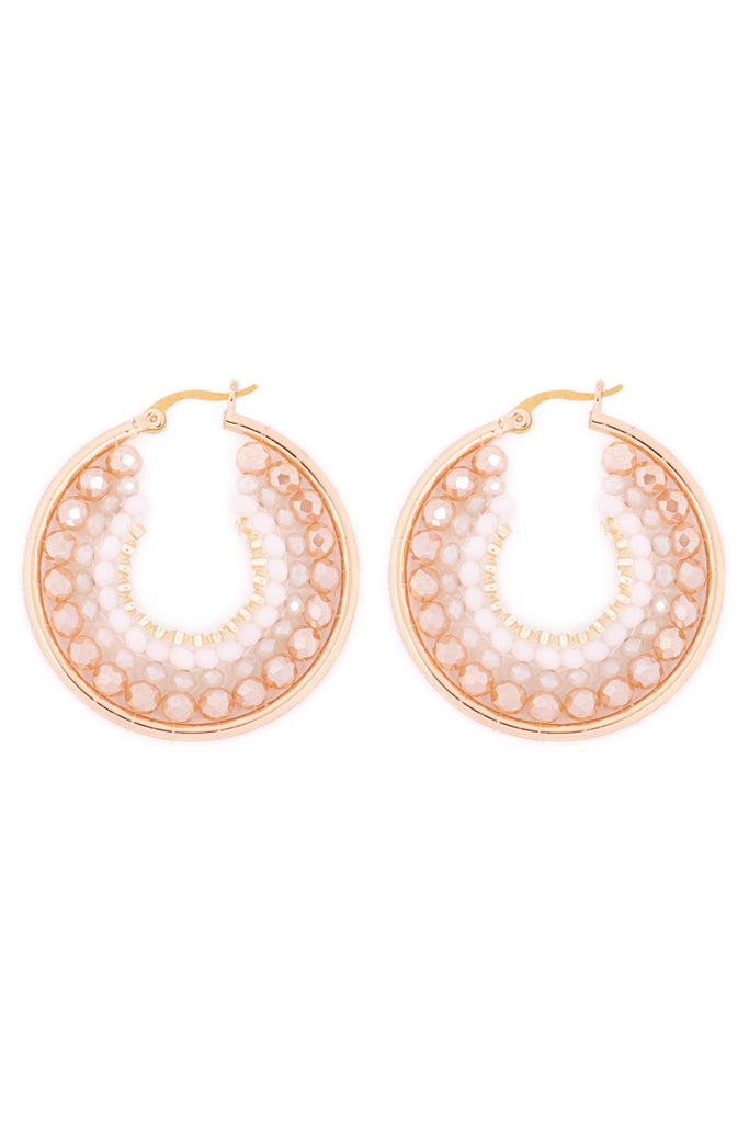 HDE3393 - BOHEMIAN RONDELLE BEADS HOOP EARRINGS