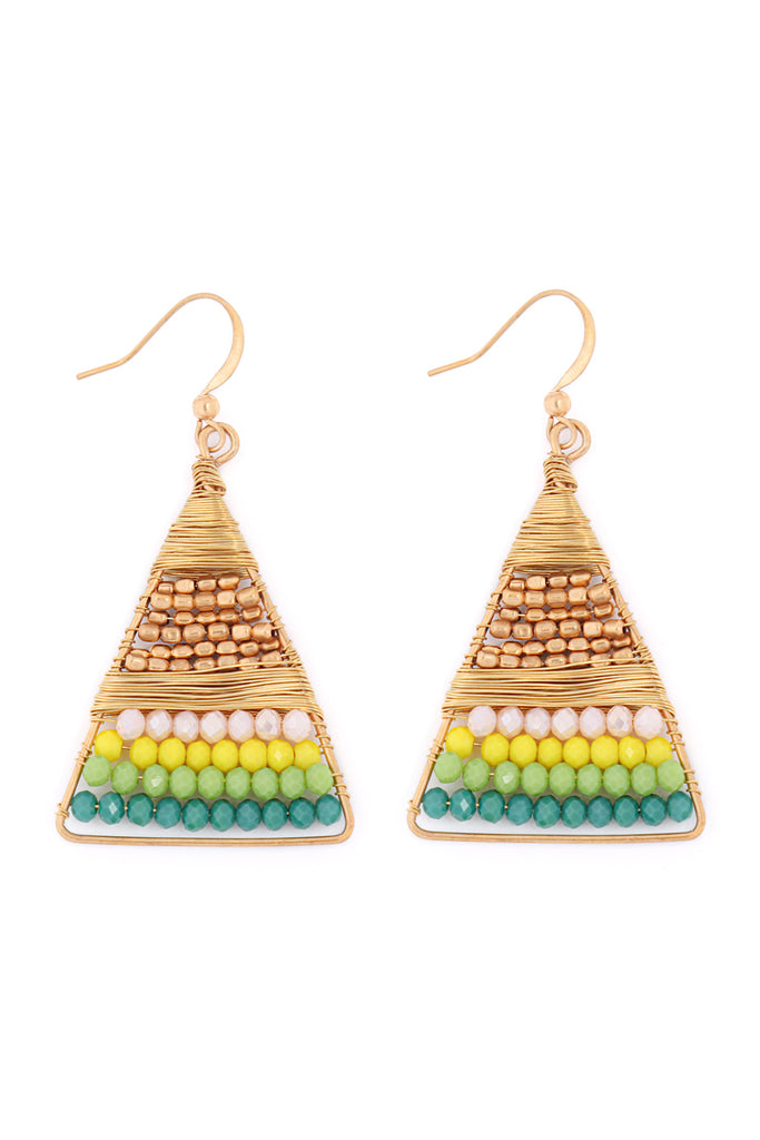 HDE3394 - PYRAMID MIX BEADS WRAP FISH HOOK EARRINGS