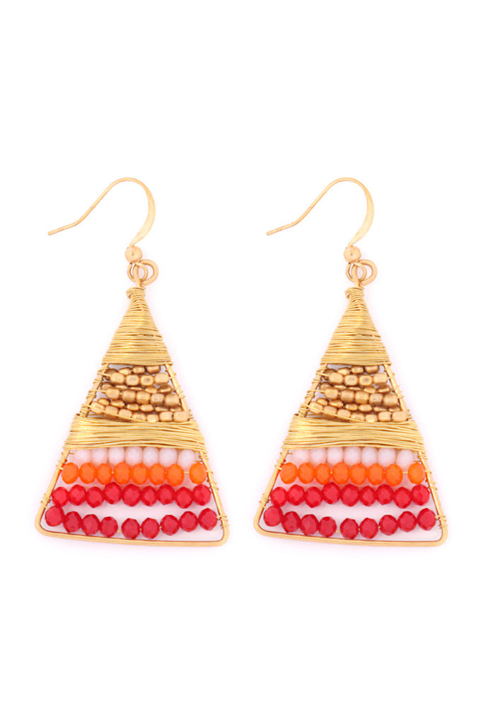 HDE3394 - PYRAMID MIX BEADS WRAP FISH HOOK EARRINGS