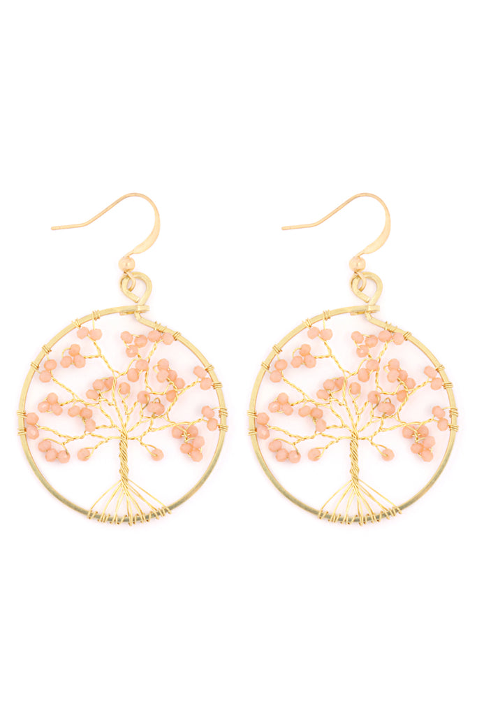 HDE3396 - TREE OF LIFE ROUND HOOK EARRINGS