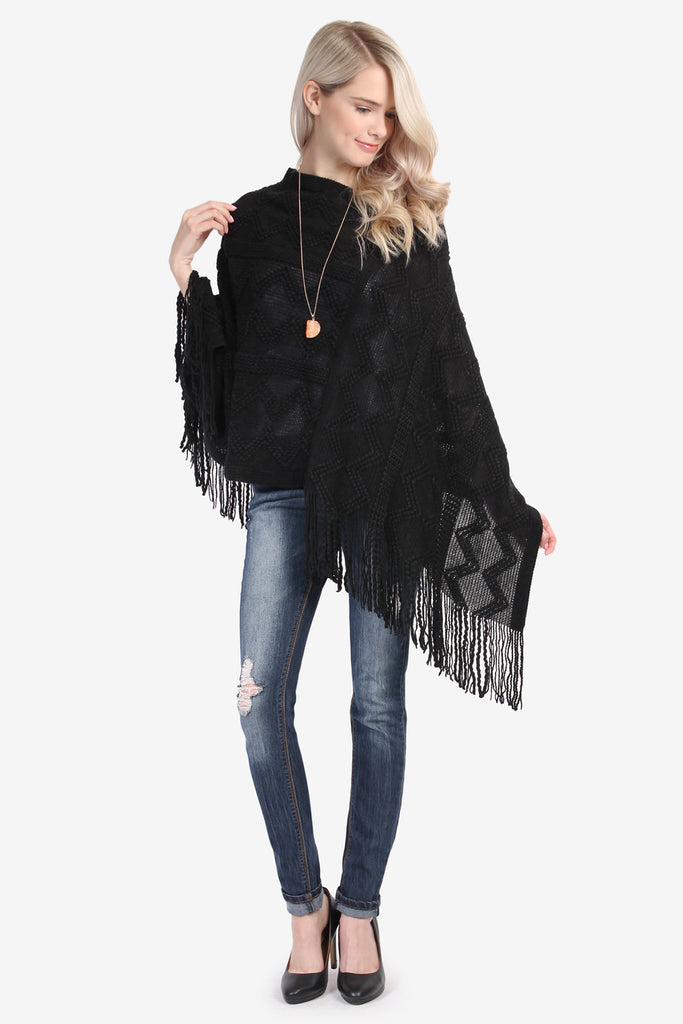 Zig Zag Fringe Poncho