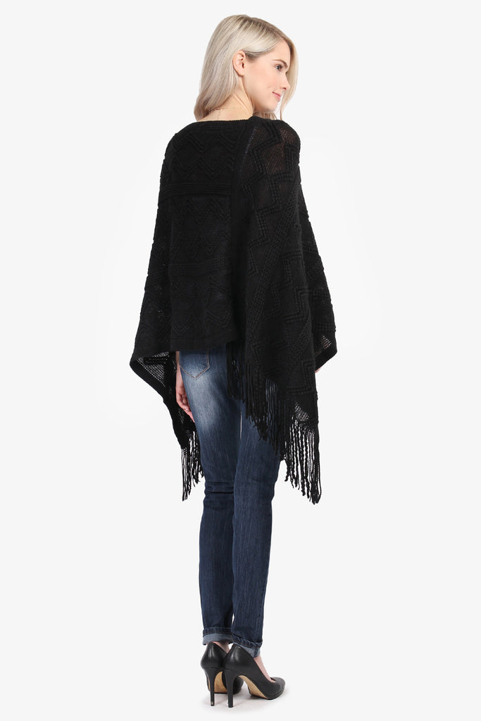 Zig Zag Fringe Poncho