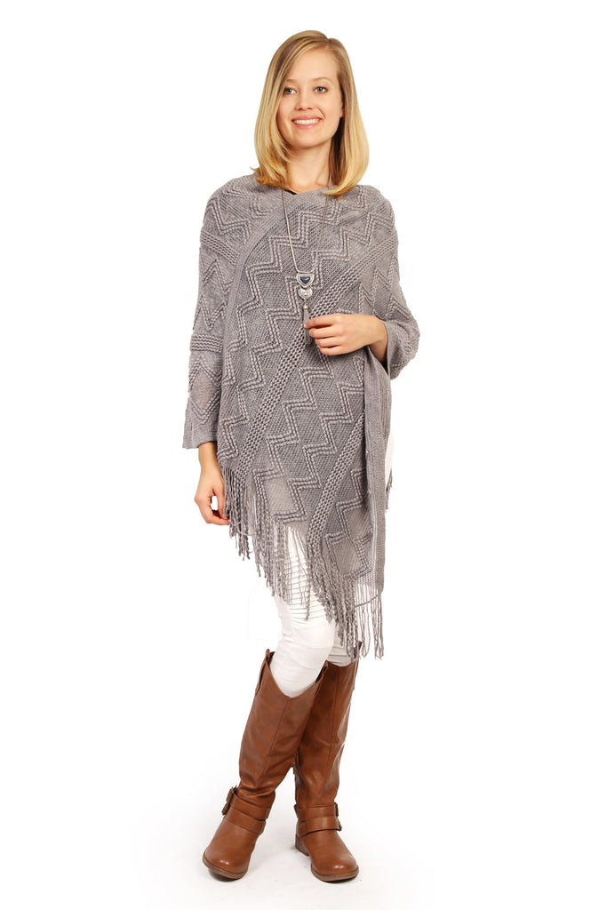 Zig Zag Fringe Poncho