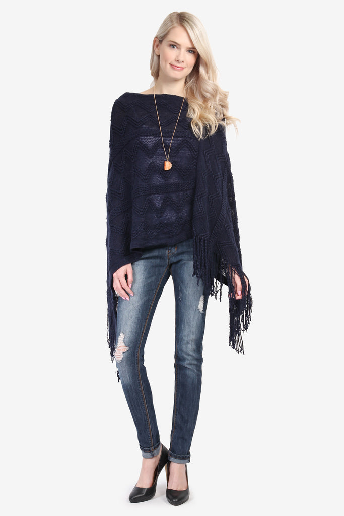 Zig Zag Fringe Poncho