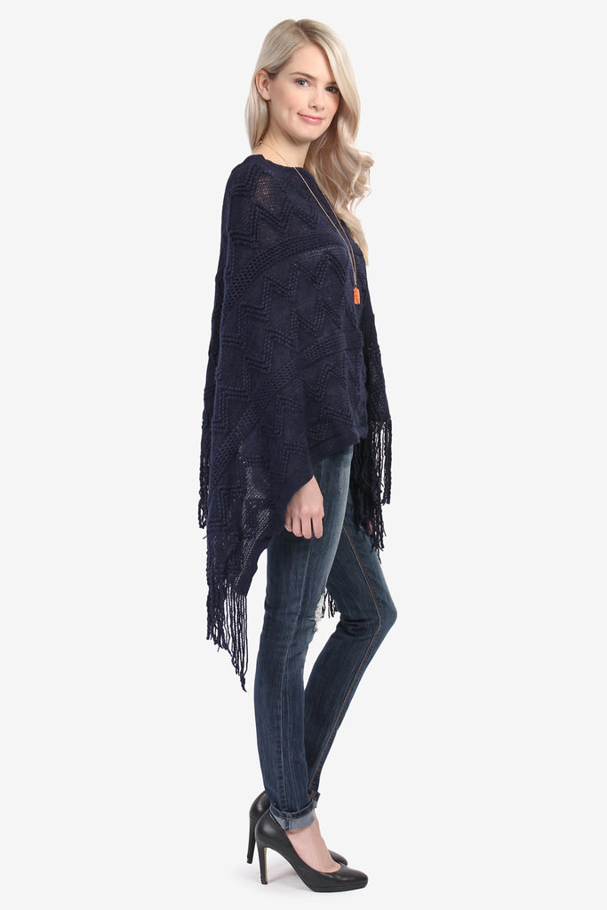 Zig Zag Fringe Poncho