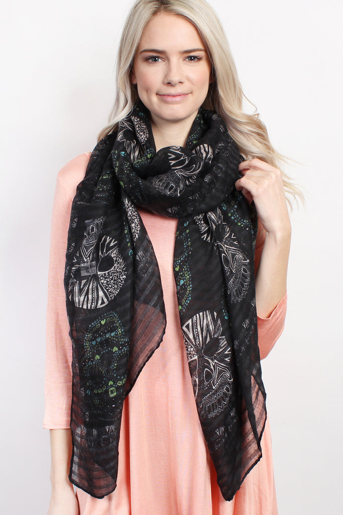 Sugar Skull Oblong Scarf