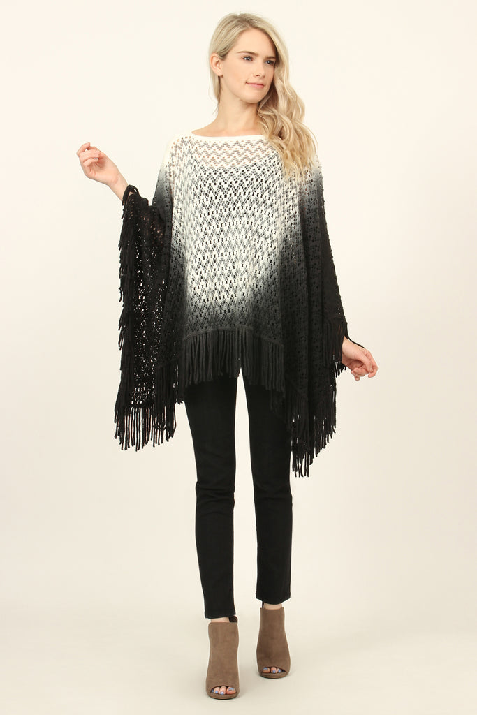 Ombre Fringe Poncho