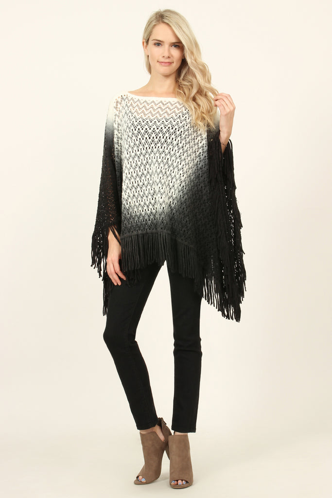 Ombre Fringe Poncho