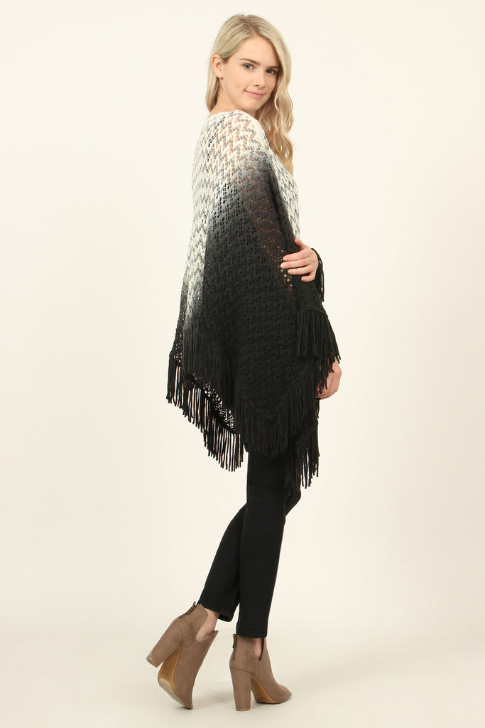 Ombre Fringe Poncho