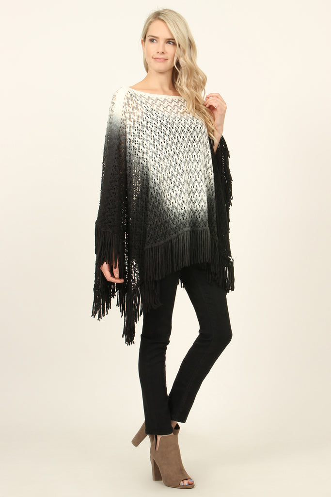 Ombre Fringe Poncho