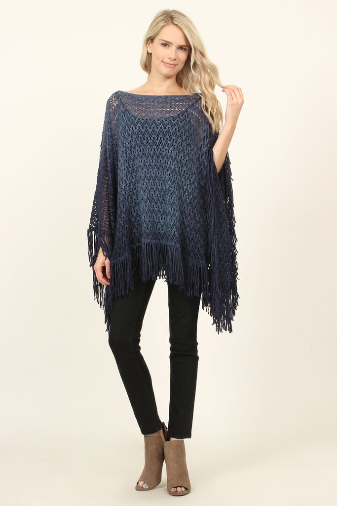 Ombre Fringe Poncho