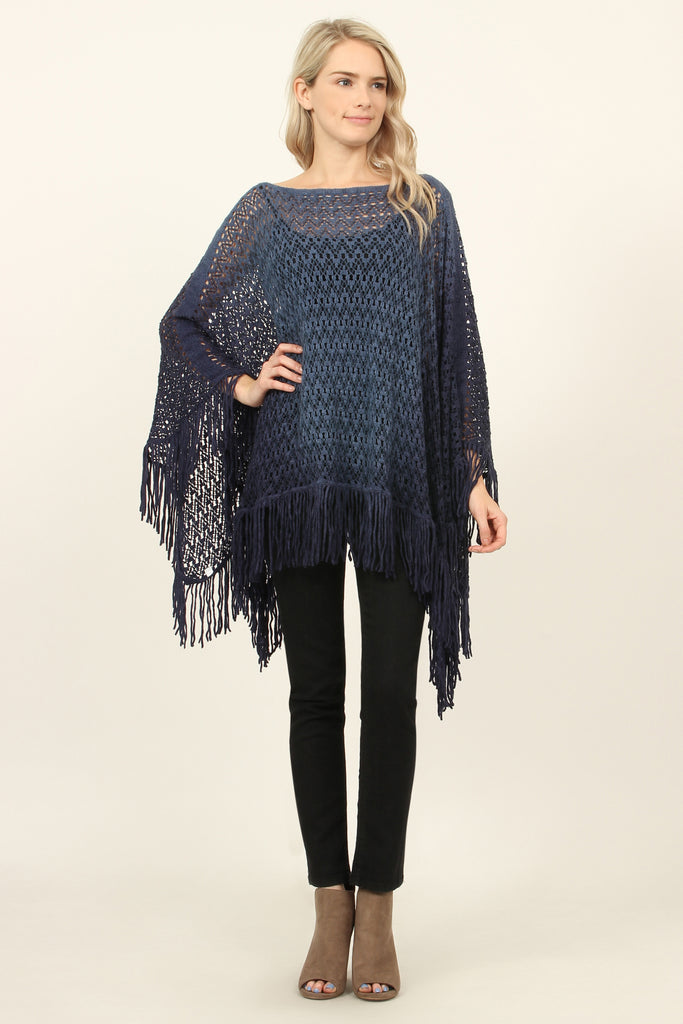 Ombre Fringe Poncho