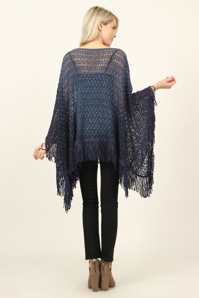 Ombre Fringe Poncho