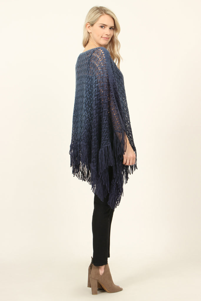 Ombre Fringe Poncho