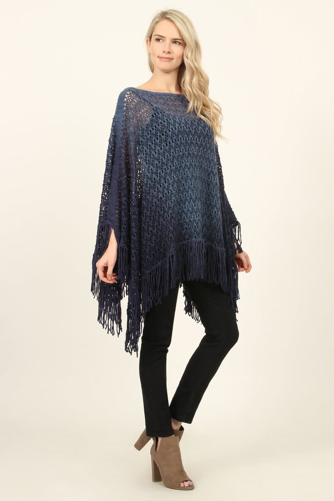 Ombre Fringe Poncho