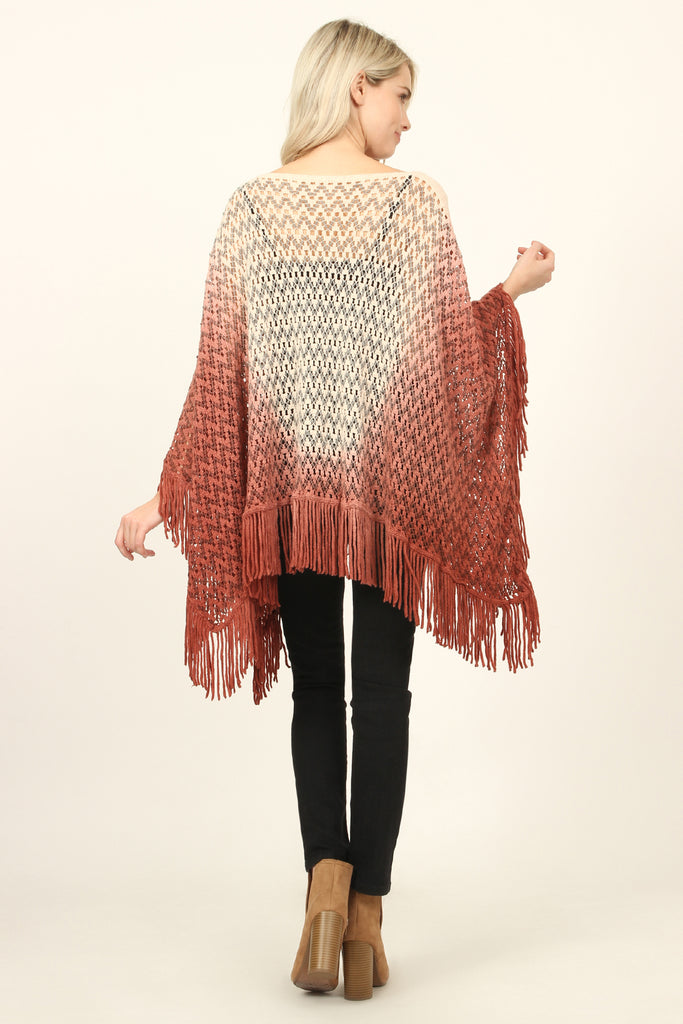 Ombre Fringe Poncho