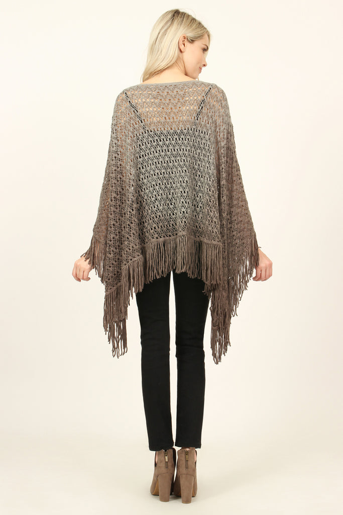 Ombre Fringe Poncho