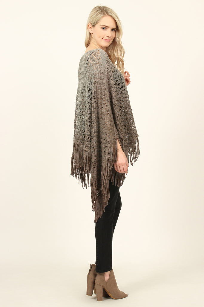 Ombre Fringe Poncho