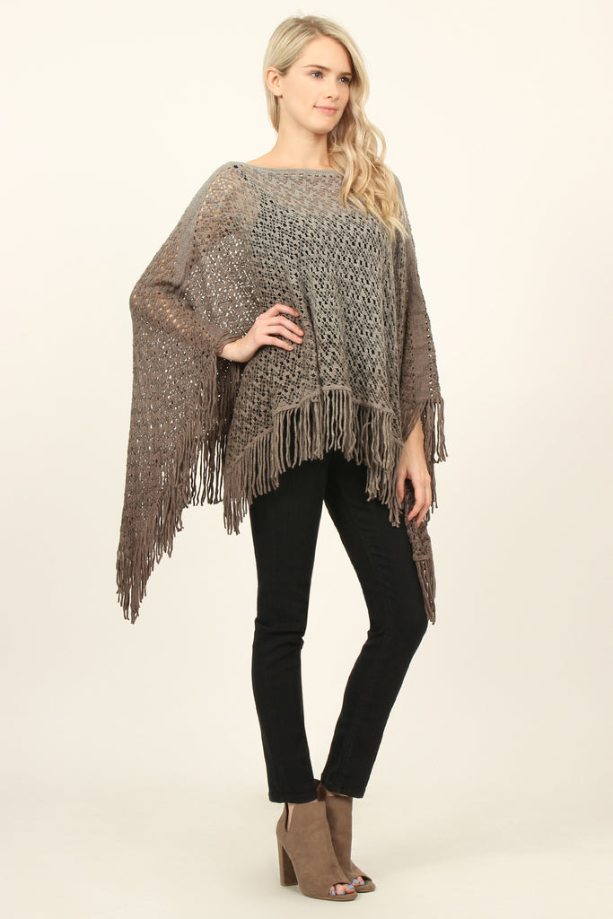Ombre Fringe Poncho