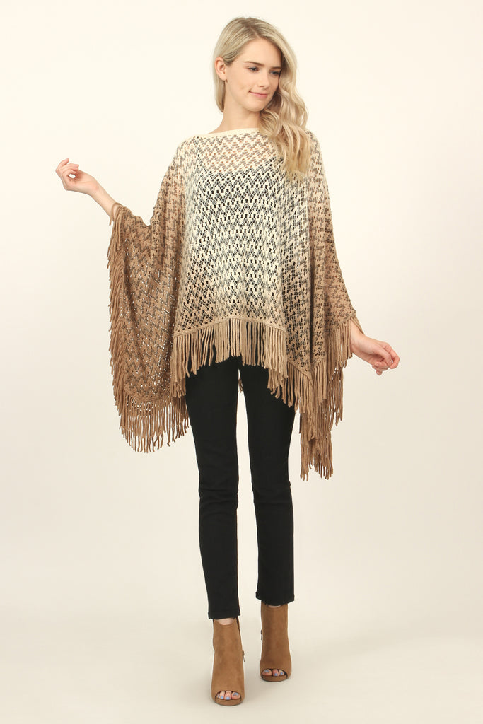 Ombre Fringe Poncho