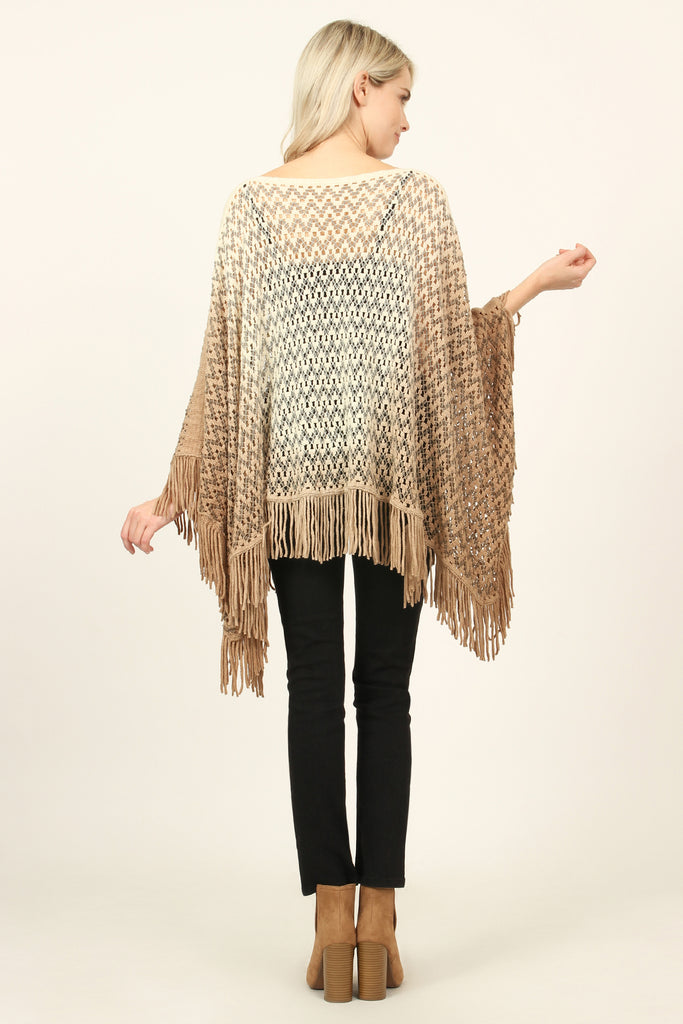 Ombre Fringe Poncho