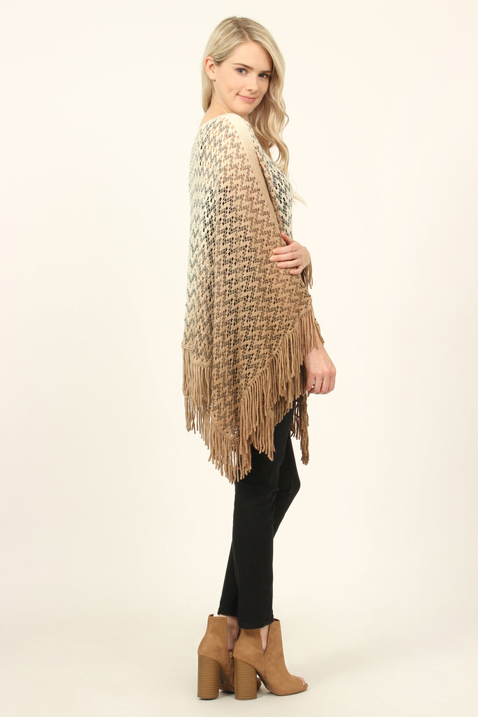 Ombre Fringe Poncho