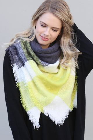 MULTI COLOR BLANKET FRINGED SCARF